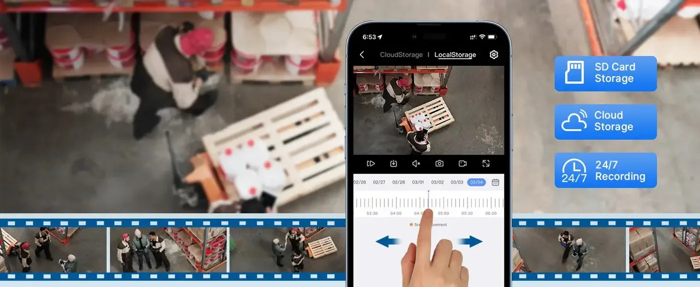 Camera support sd card and cloud storage